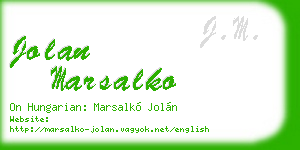 jolan marsalko business card