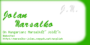 jolan marsalko business card